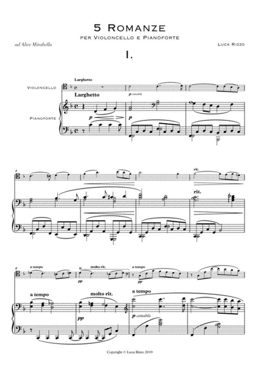 5 Romances for Cello and Piano Op. 8 image number null