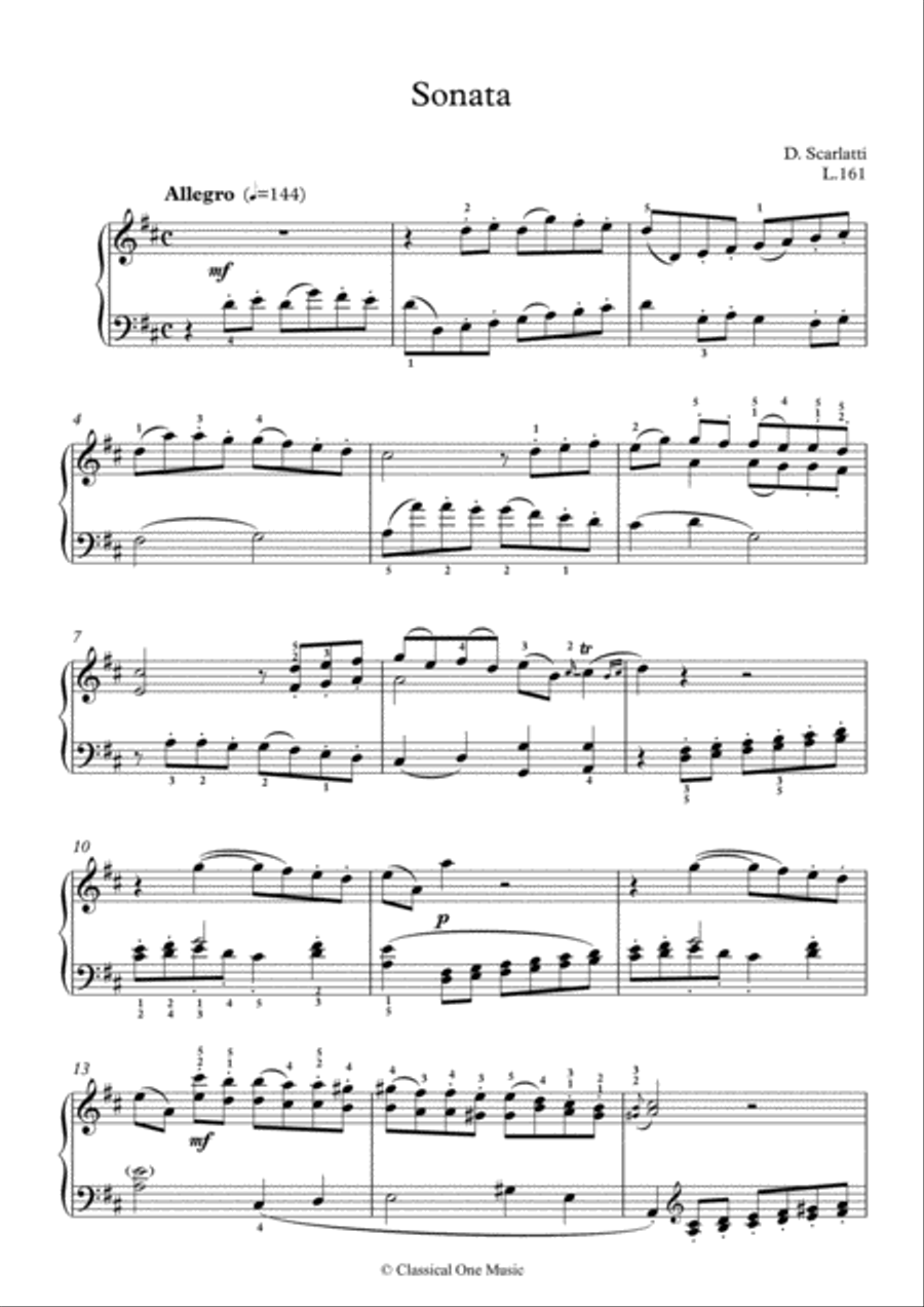 Scarlatti-Sonata in D-Major L.161 K.236(piano) Piano Solo scores gallery preview page 2
