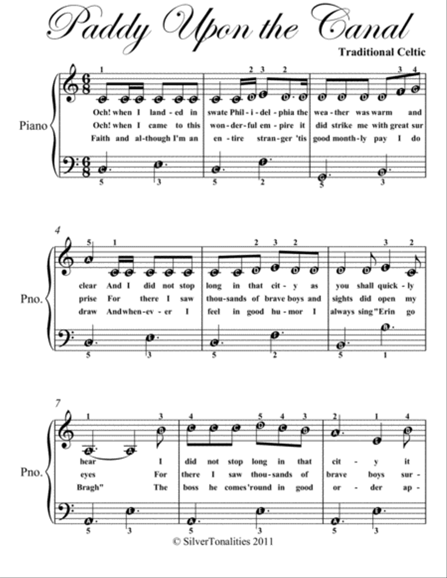 Paddy Upon the Canal Easy Piano Sheet Music Easy Piano scores gallery preview page 2