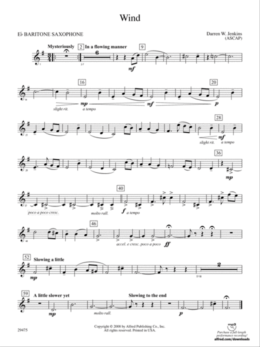 Wind: E-flat Baritone Saxophone Concert Band scores gallery preview page 1
