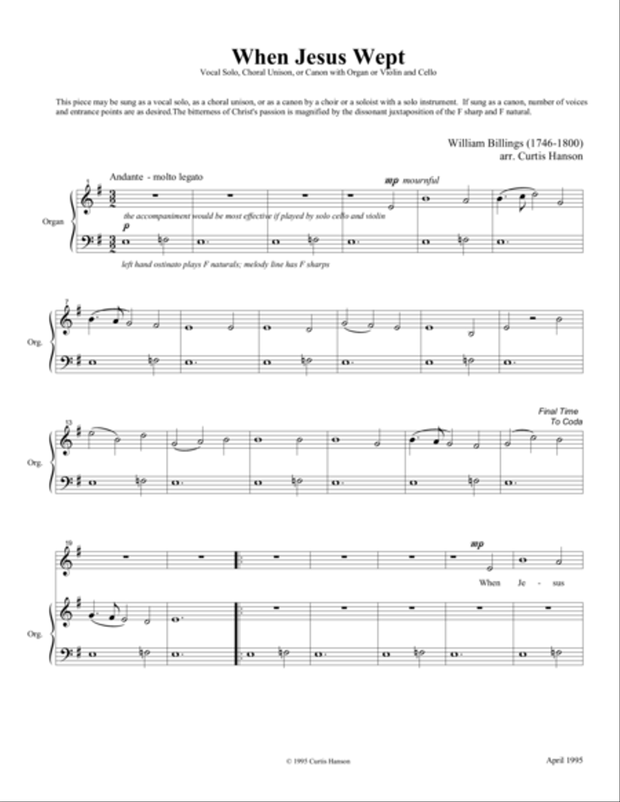 When Jesus Wept Choir scores gallery preview page 1