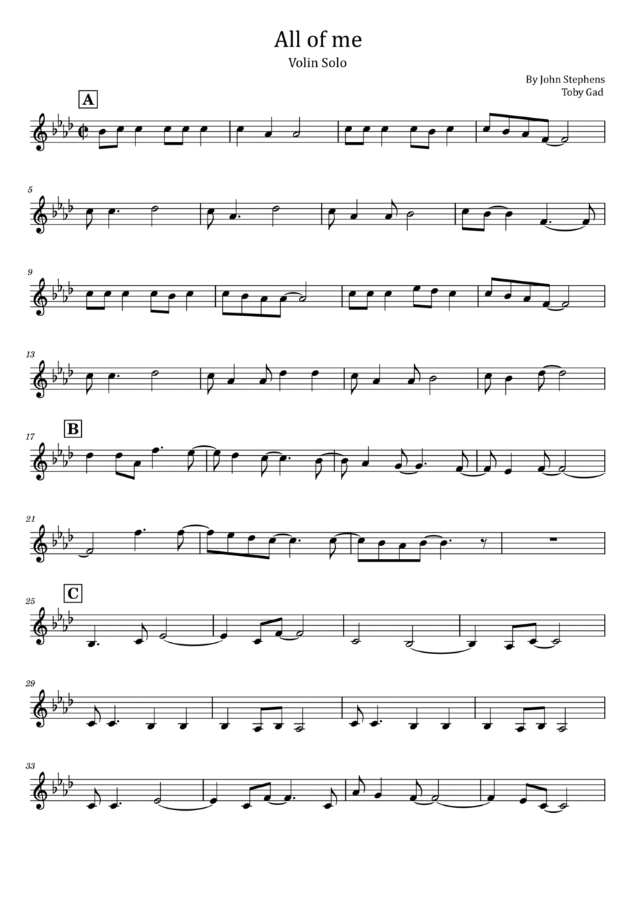All Of Me Violin Solo scores gallery preview page 1