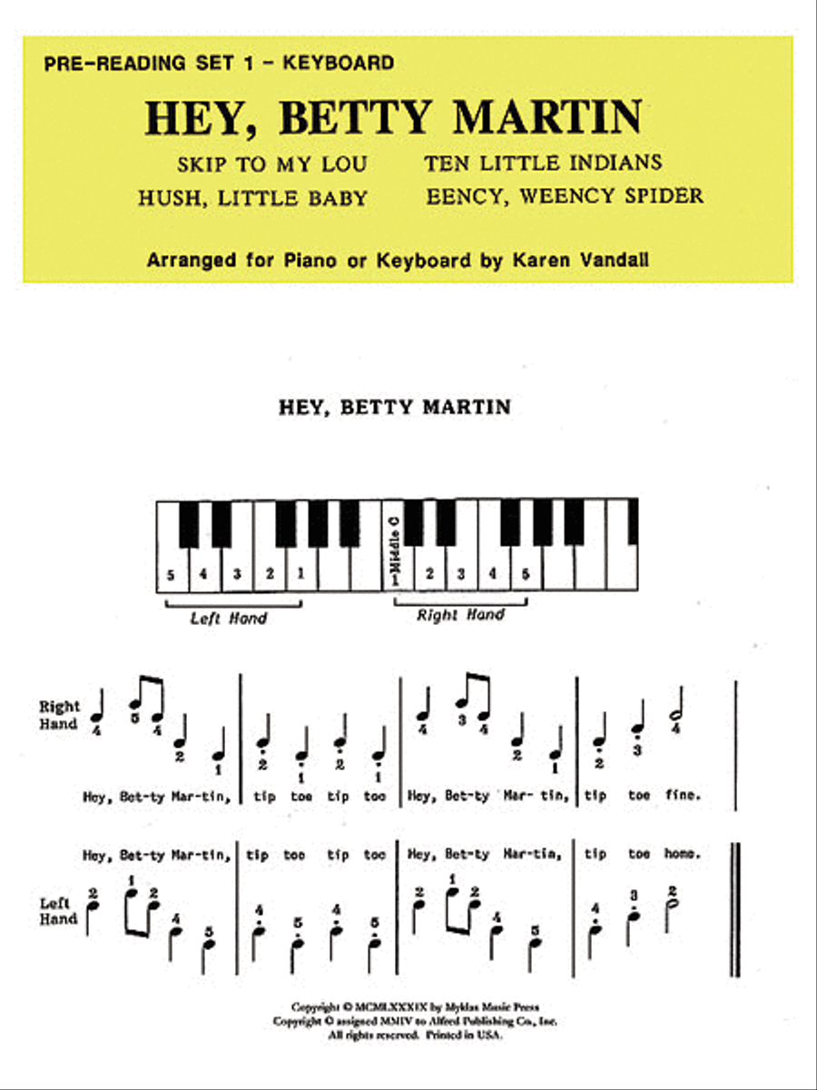 Pre-Reading Set 1 - Folk Songs Easy Piano scores gallery preview page 1