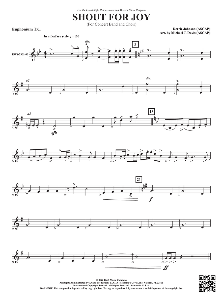 Shout for Joy - For Concert Band and Choir: Baritone T.C.