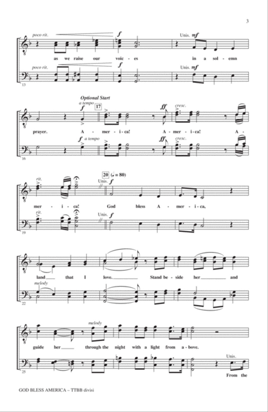 God Bless America (arr. Mark Brymer) TTBB scores gallery preview page 2