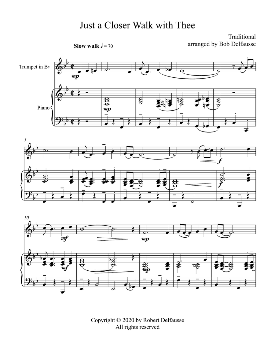 Just a Closer Walk with Thee, for trumpet and piano Trumpet Solo scores gallery preview page 2