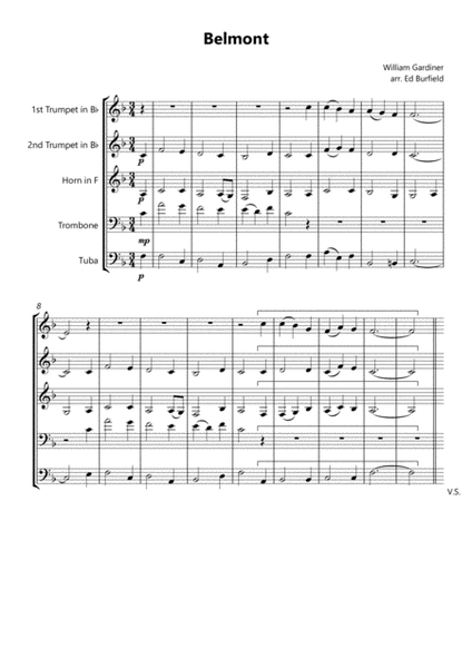 Belmont - Hymn Tune for Brass Quintet (with descant) image number null