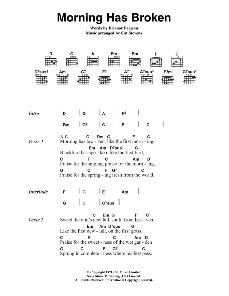 Morning Has Broken Acoustic Guitar scores gallery preview page 1