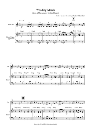 Wedding March (from A Midsummer Night's Dream) for Horn and Piano