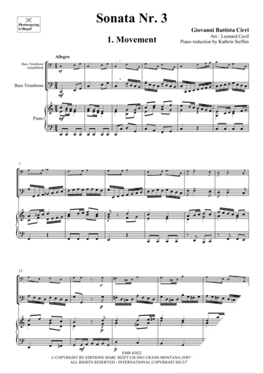 Sonata No. 3 Trombone scores gallery preview page 3