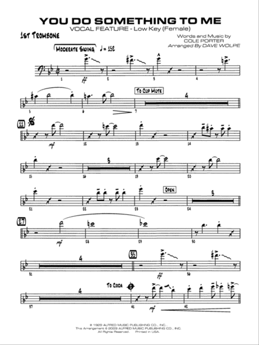 You Do Something to Me: 1st Trombone Jazz Ensemble scores gallery preview page 1