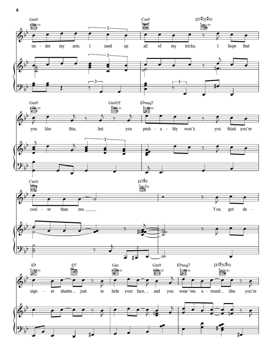 Cooler Than Me Piano, Vocal, Guitar scores gallery preview page 6