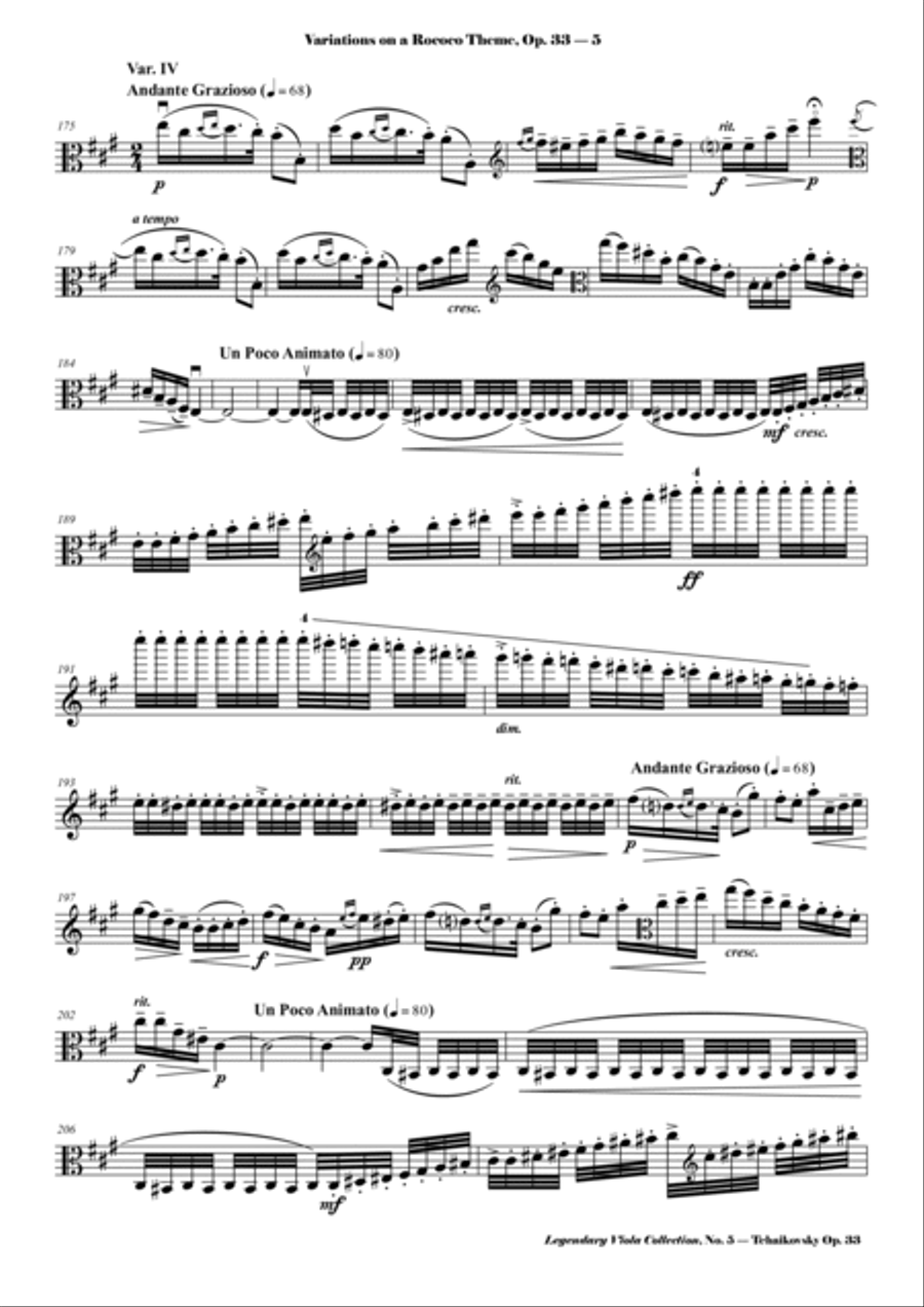 Tchaikovsky - Variations on a Rococo Theme, Op. 33 - Legendary Viola Collecton - No. 5 Viola Solo scores gallery preview page 6