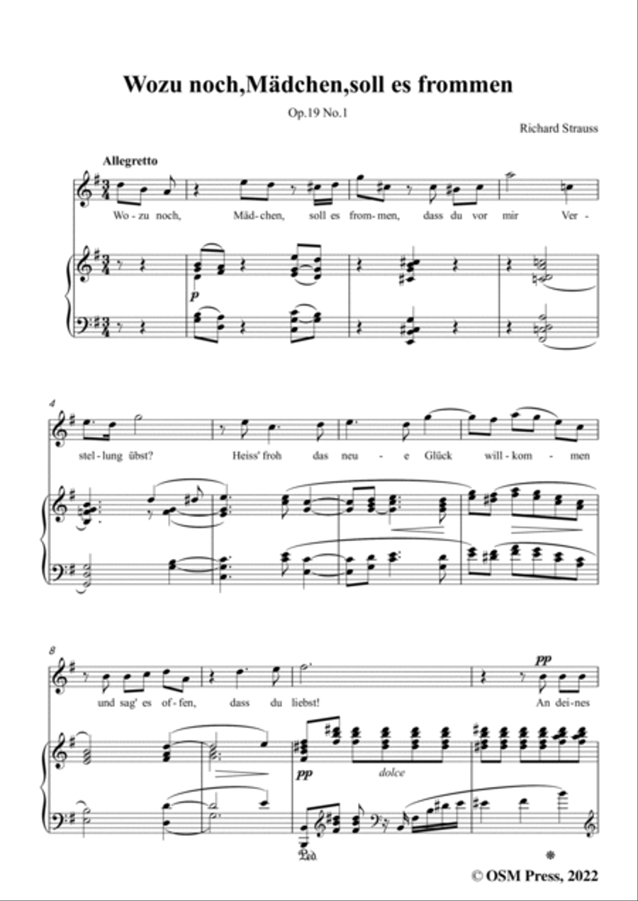 Richard Strauss-Wozu noch,Mädchen,soll es frommen,in G Major Voice scores gallery preview page 3