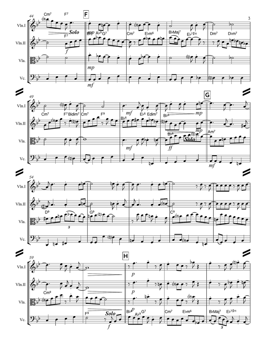 I've Got The World On A String String Quartet scores gallery preview page 4