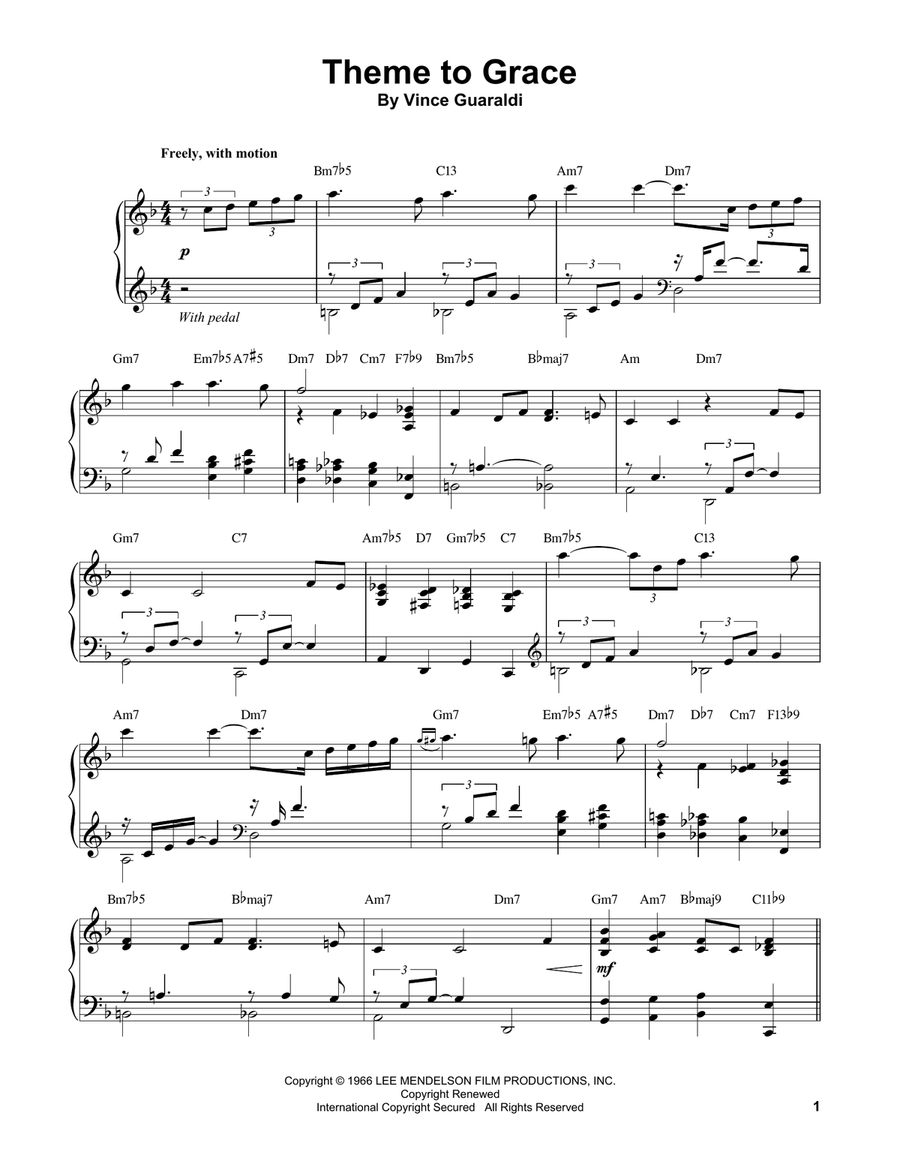Theme To Grace Piano scores gallery preview page 1