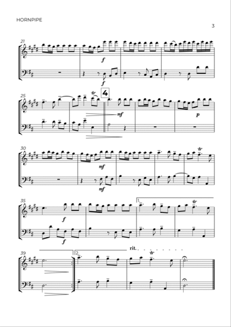 HORNPIPE - HANDEL - CLARINET & BASSOON Woodwind Duet scores gallery preview page 3