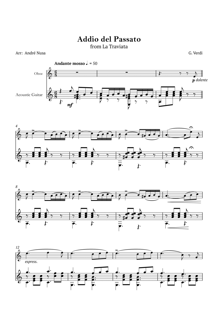 Addio del Passato Chamber Music scores gallery preview page 1
