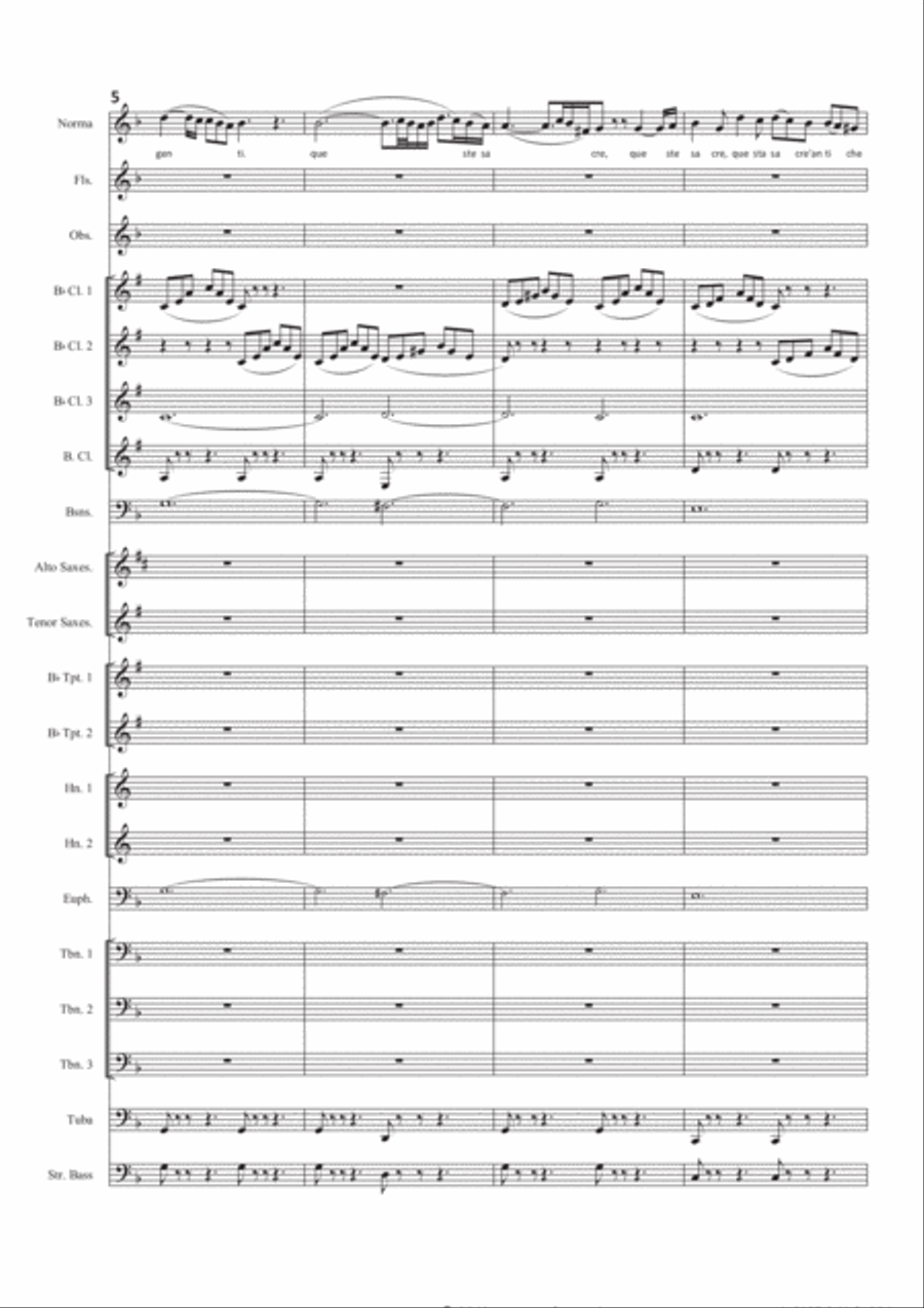 Casta Diva (from Norma - G. Puccini) arranged for voice and concert band Concert Band scores gallery preview page 3