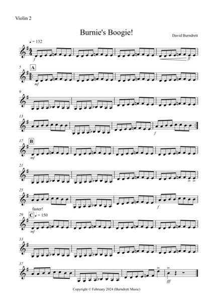 Burnie's Boogie! for Beginning Violin Quartet image number null