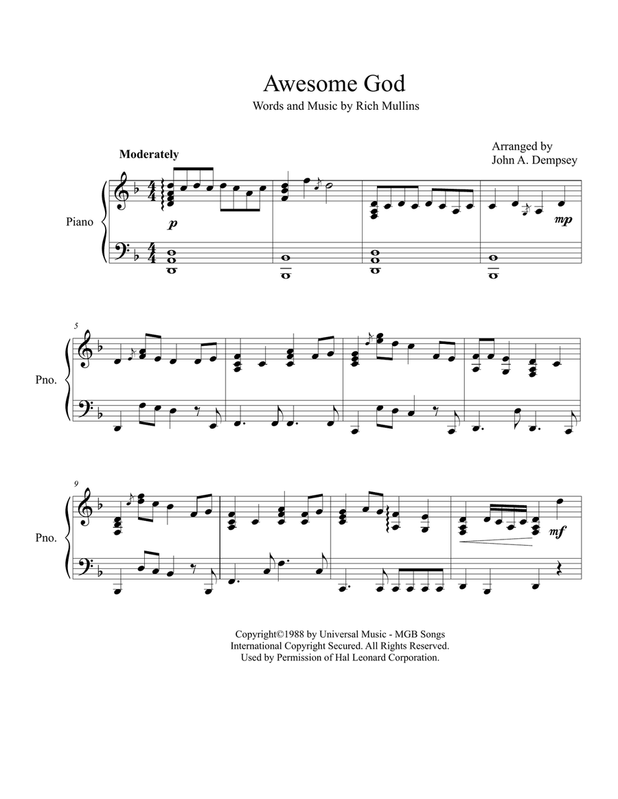 Awesome God Piano Solo scores gallery preview page 2