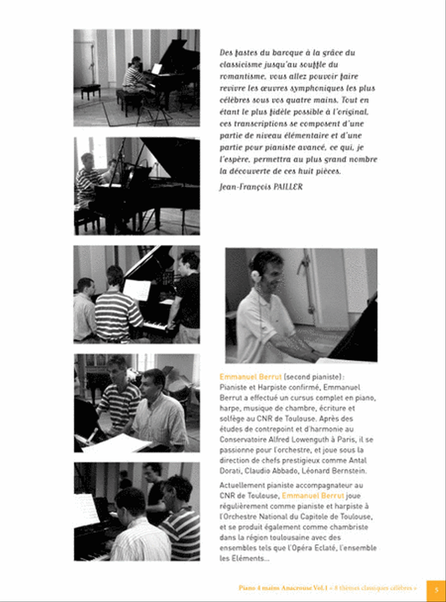 8 Thèmes classiques célèbres pour Piano 4 Mains / Anacrouse Vol.1+ 2 Cds Piano Duet scores gallery preview page 2
