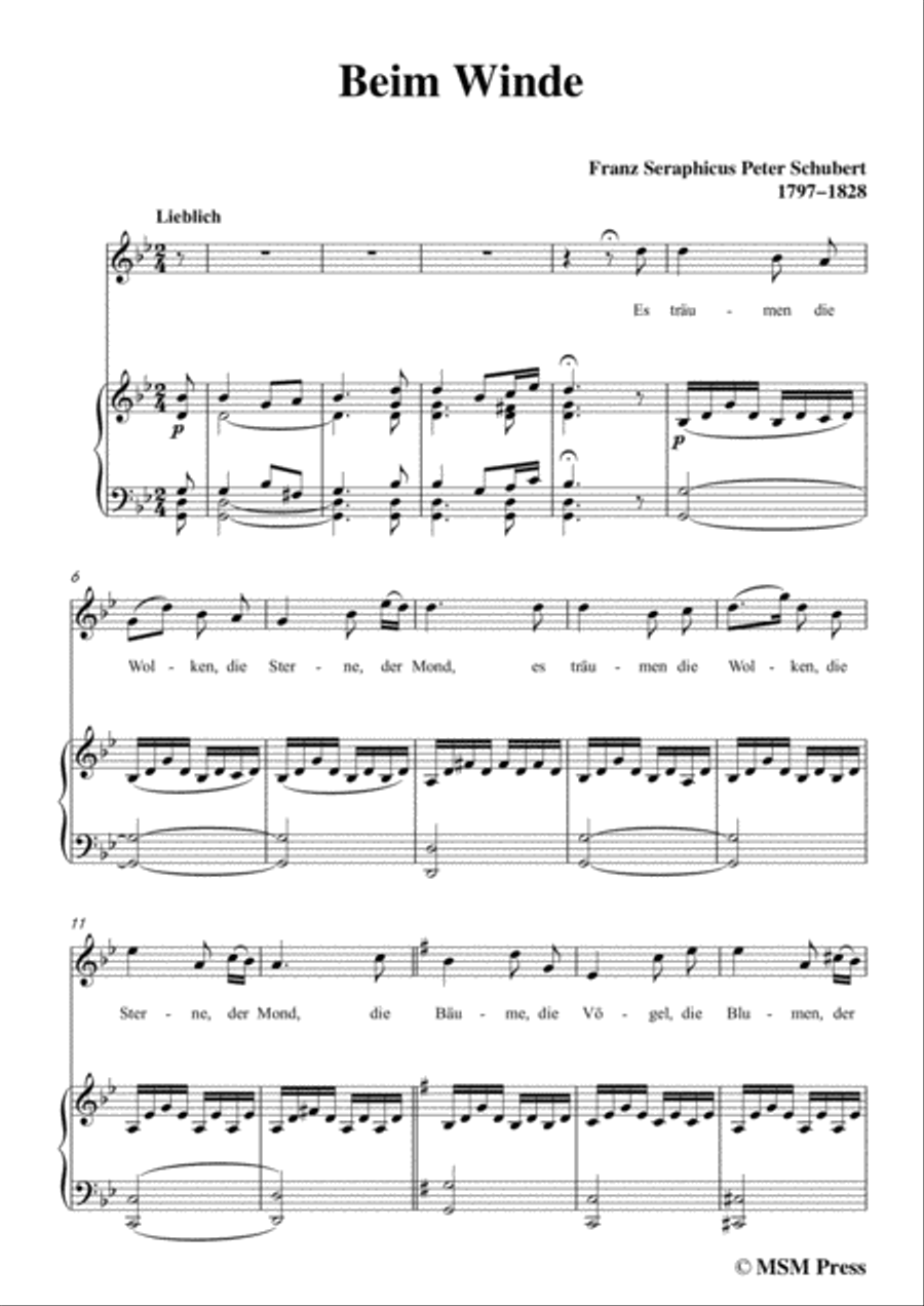 Schubert-Beim Winde,in g minor,for Voice&Piano Voice scores gallery preview page 3