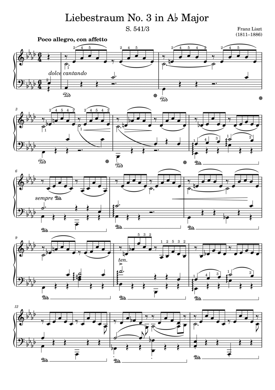 Liebestraum No. 3 Piano Solo scores gallery preview page 1