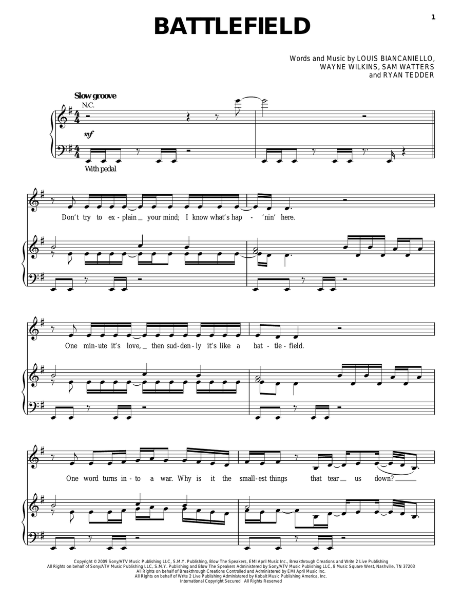 Battlefield Piano, Vocal, Guitar scores gallery preview page 1