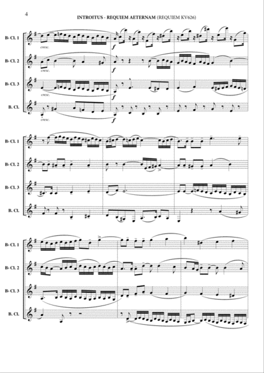 Introitus - Requiem Aeternam (Requiem KV 626) Clarinet Quartet scores gallery preview page 5