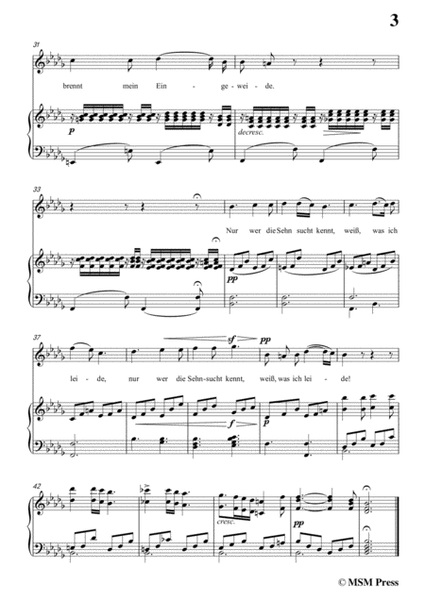 Schubert-Lied der Mignon,from 4 Gesänge aus 'Wilhelm Meister',in b flat minor,for Voice&Piano image number null