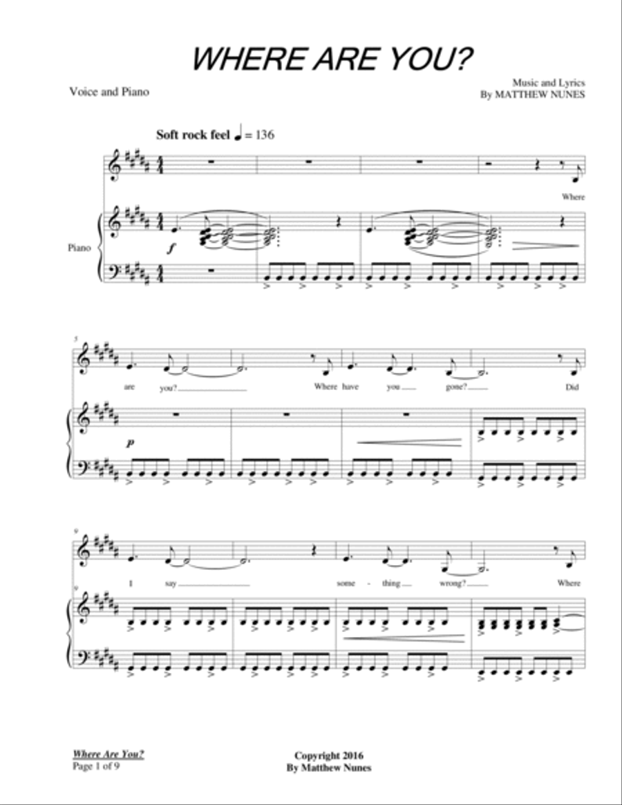 Where Are You? for Voice and Piano Voice Solo scores gallery preview page 3