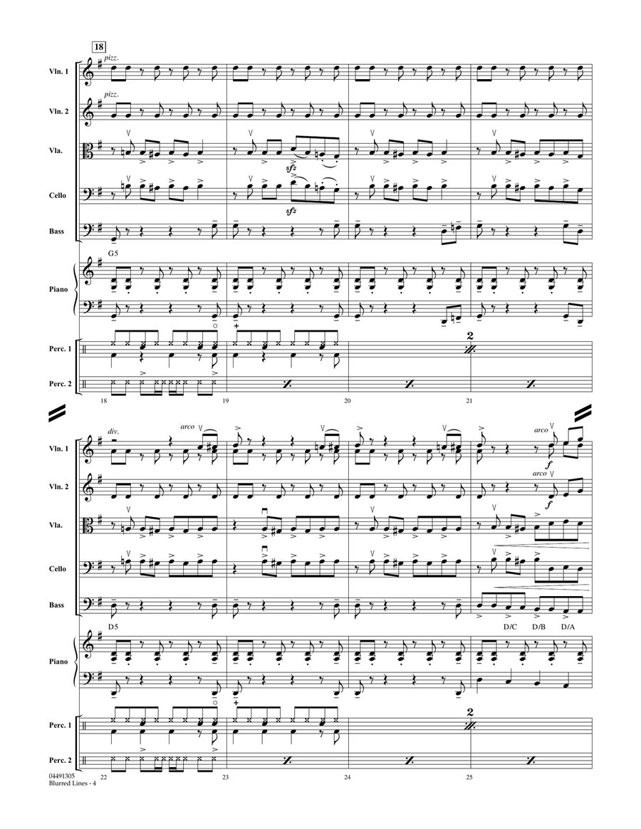 Blurred Lines - Conductor Score (Full Score) Orchestra scores gallery preview page 4