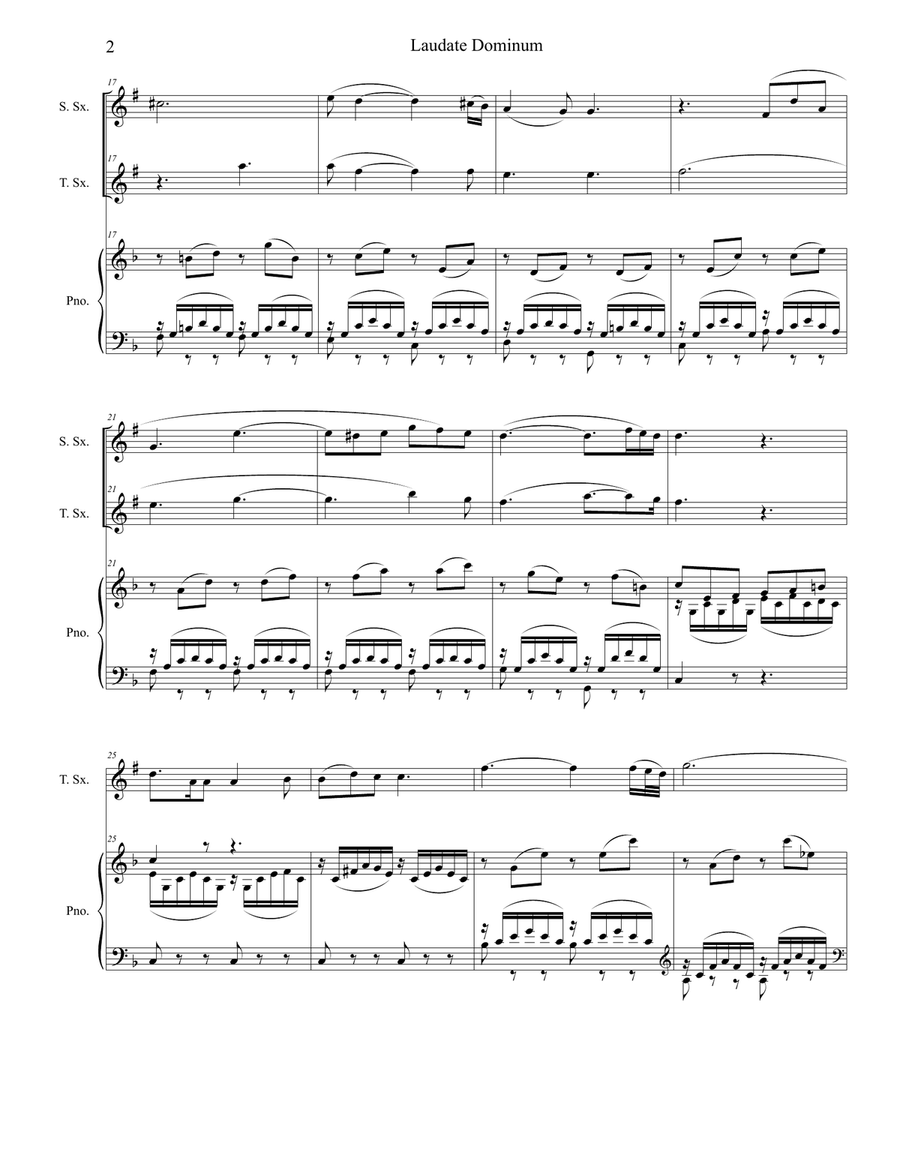 Laudate Dominum (Duet for Soprano & Tenor Saxophone - Piano Accompaniment) Woodwind Duet scores gallery preview page 3
