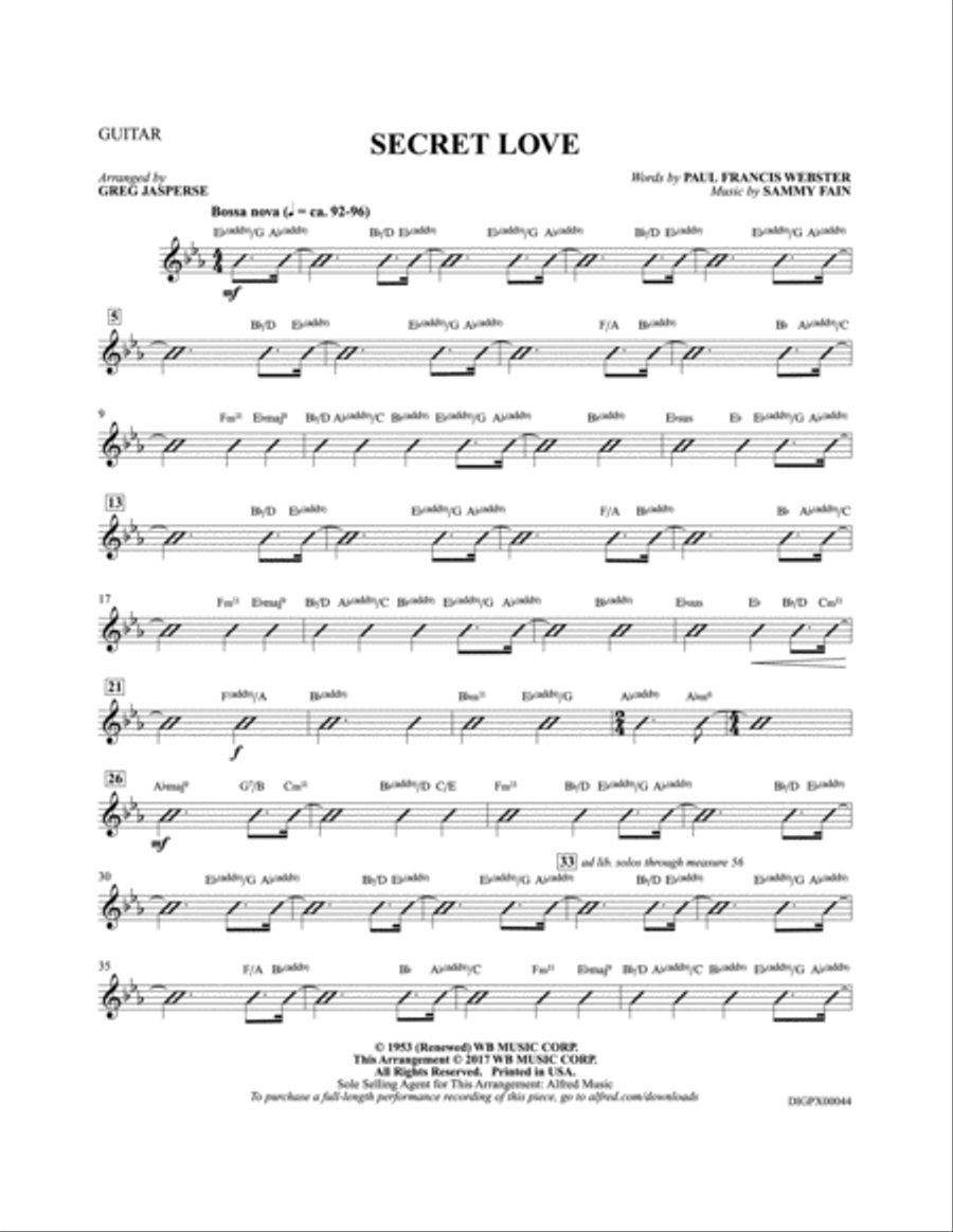 Secret Love: Guitar Secret Love: Guitar Electric Guitar scores gallery preview page 1