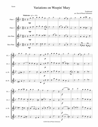 Variations on Weepin' Mary for flute quartet