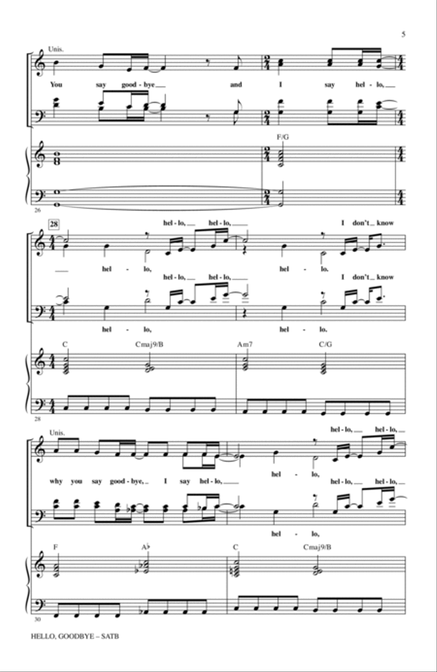 Hello, Goodbye 4-Part scores gallery preview page 4