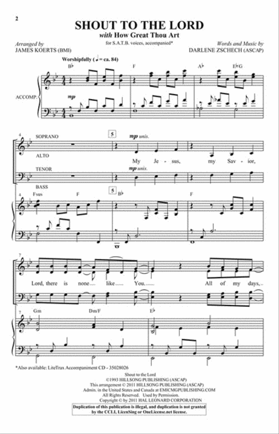 Shout to the Lord with How Great Thou Art 4-Part scores gallery preview page 2