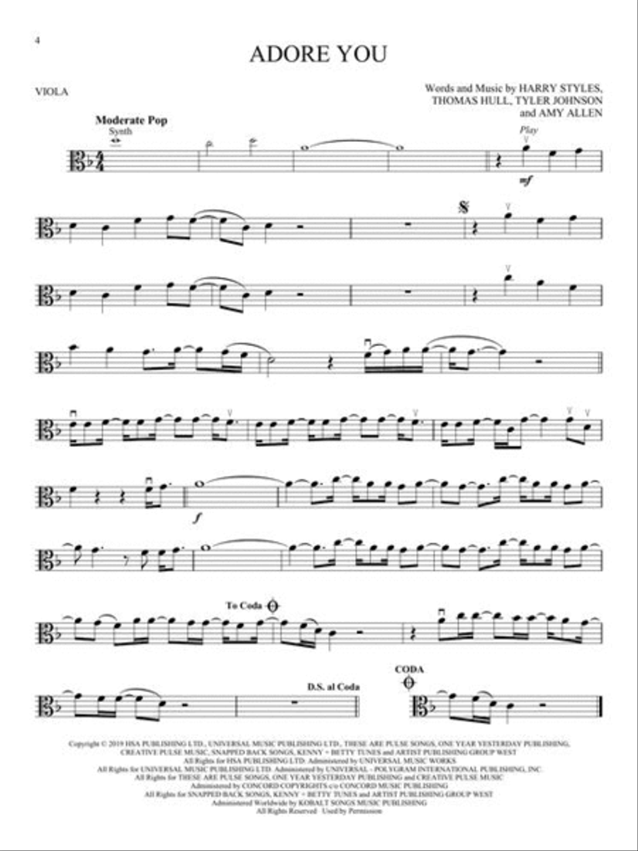 Hit Songs Viola Solo scores gallery preview page 4