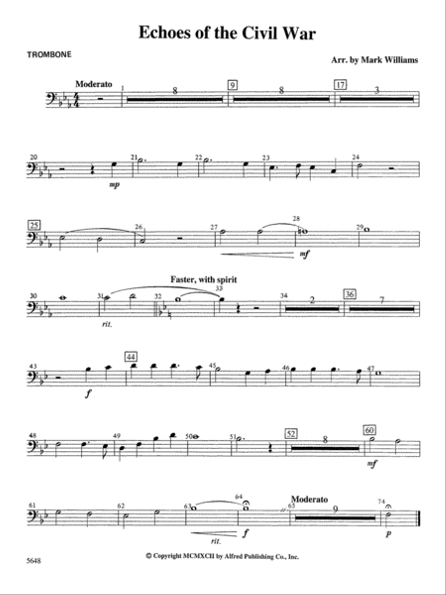 Echoes of the Civil War: 1st Trombone Concert Band scores gallery preview page 1