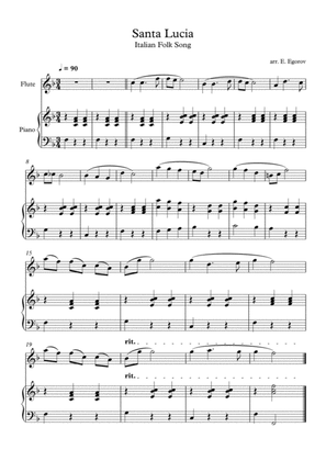 Santa Lucia, Italian Folk Song, For Flute & Piano
