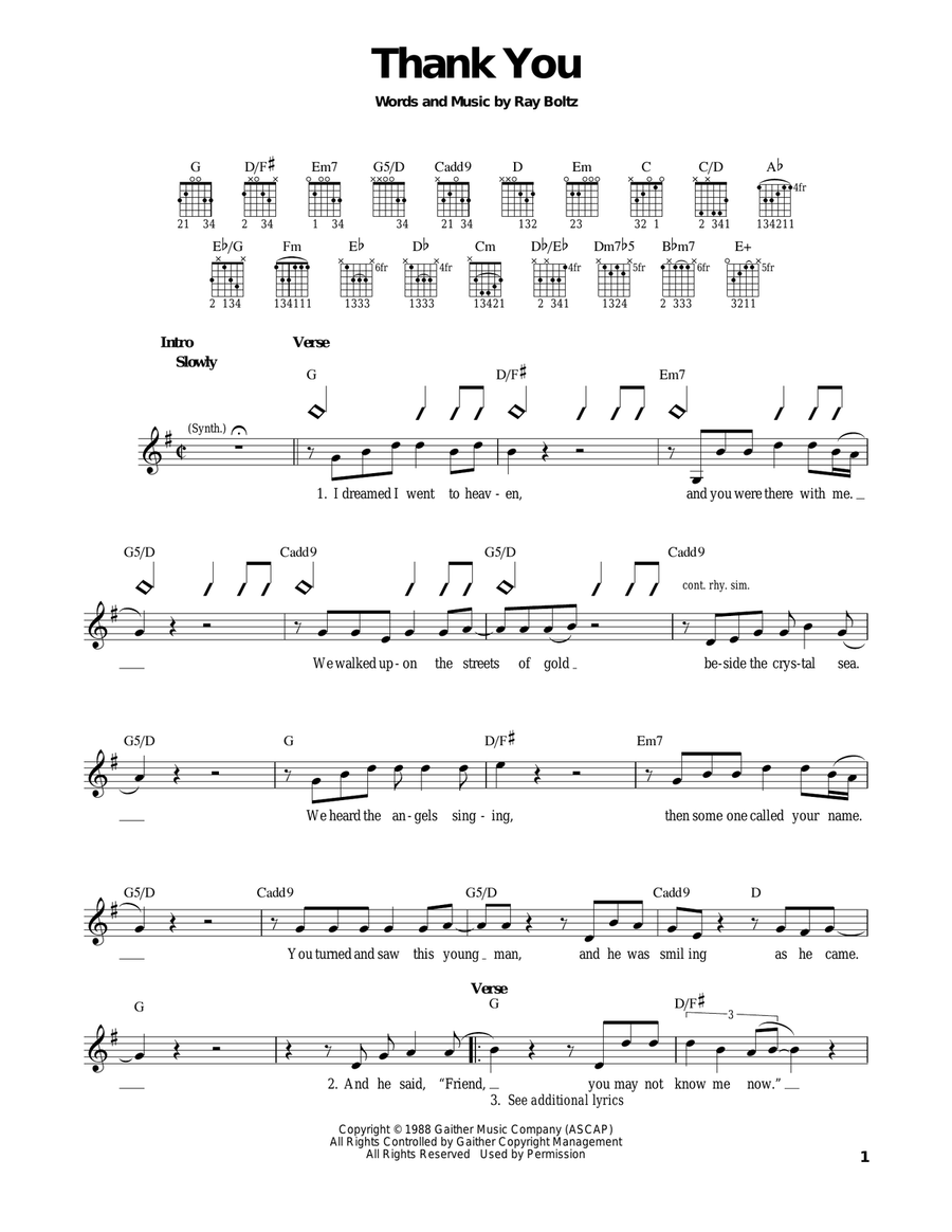 Thank You Thank You Acoustic Guitar scores gallery preview page 1