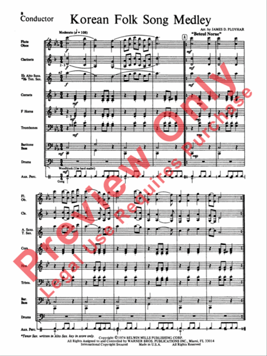Korean Folk Song Medley Concert Band scores gallery preview page 3