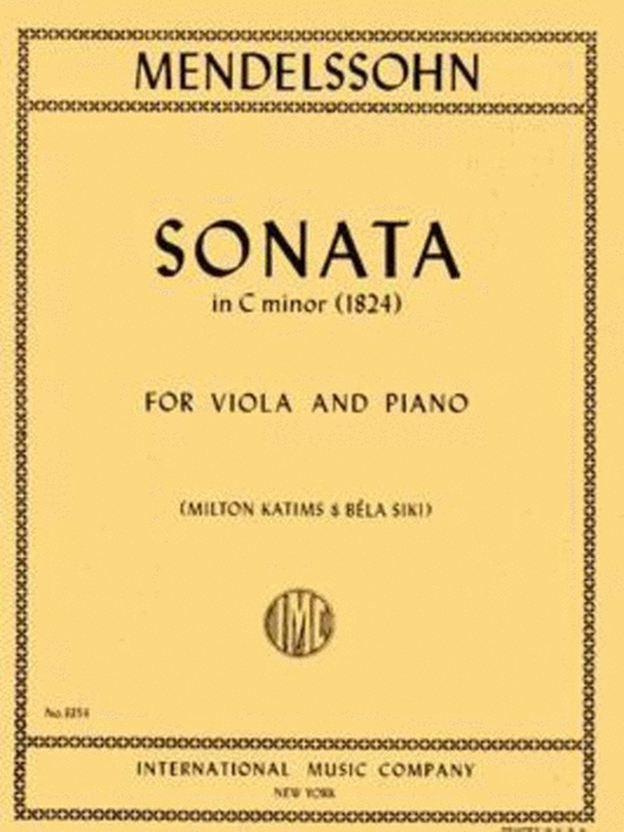 Mendelssohn - Sonata C Min Viola/Piano Arr Katims