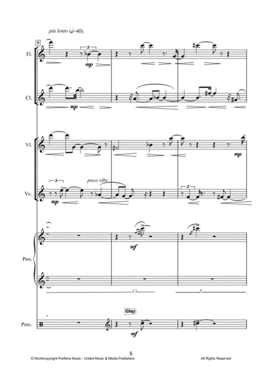 Obertura del alba for Flute, Clarinet, Violin, Cello, Piano and Percussion