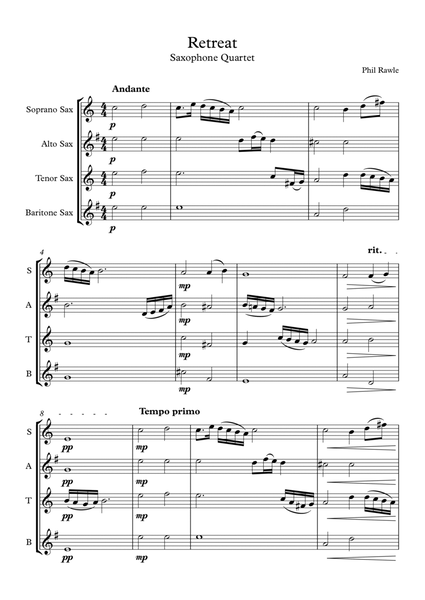 Retreat - Saxophone Quartet image number null