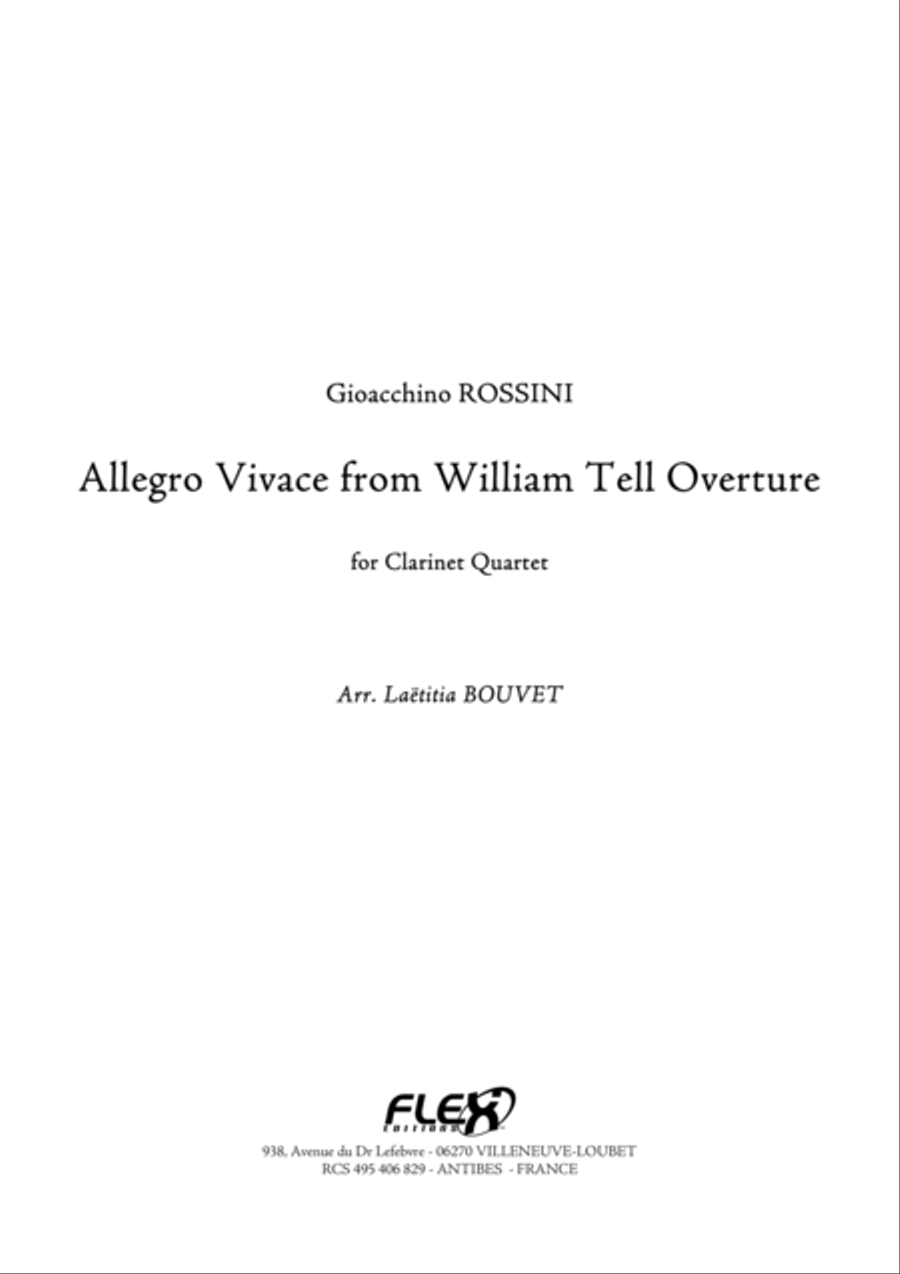 Allegro Vivace from William Tell Overture Clarinet Quartet scores gallery preview page 1