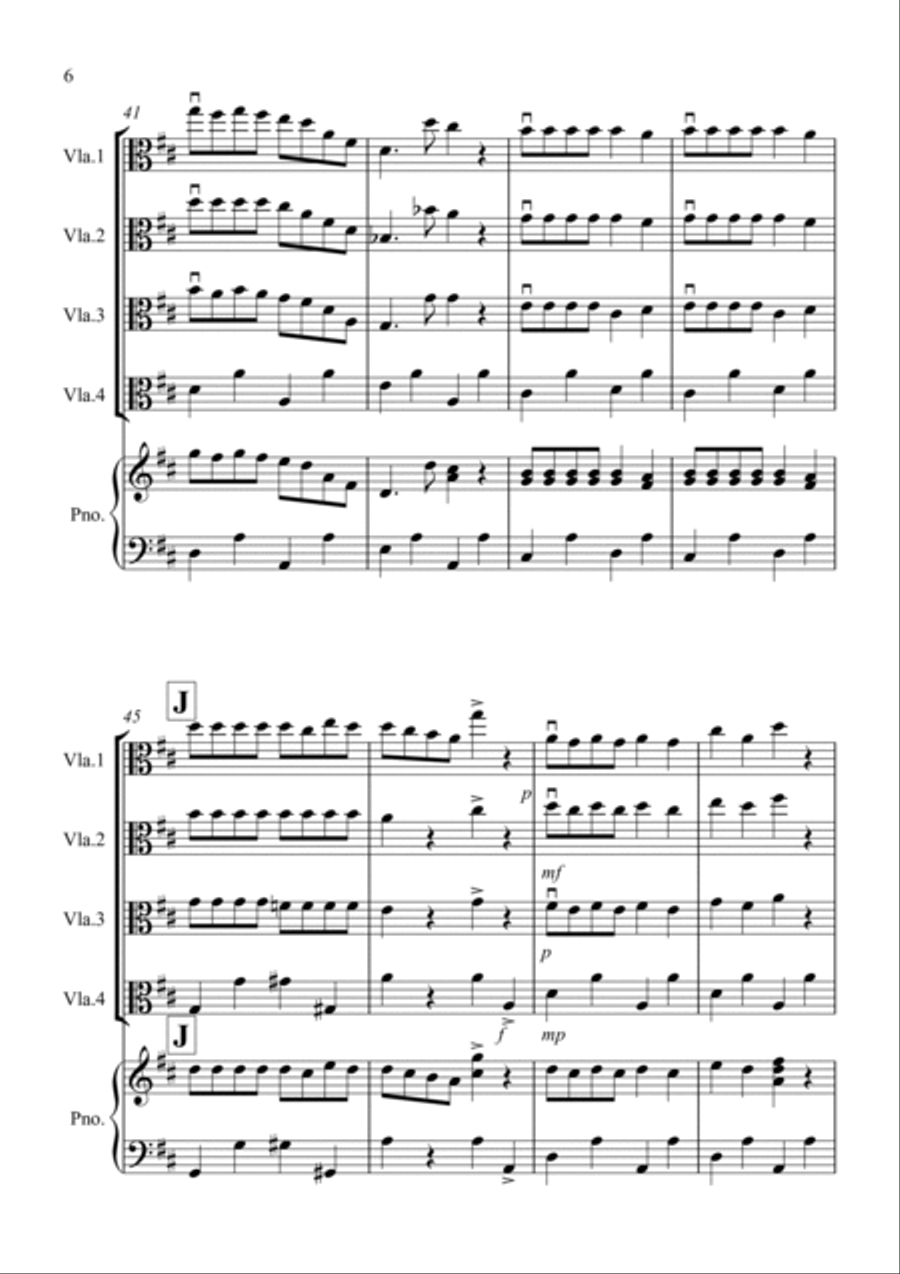 Dance of the Reed Pipes (Fantasia from Nutcracker) for Viola Quartet Viola Solo scores gallery preview page 6