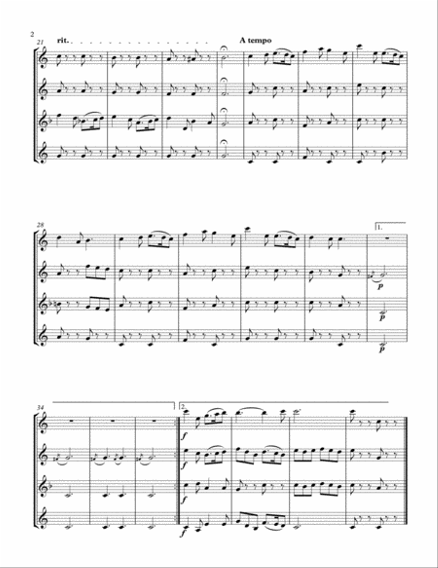 The Kerry Dance (Sax Quartet AATB) Saxophone Quartet scores gallery preview page 2