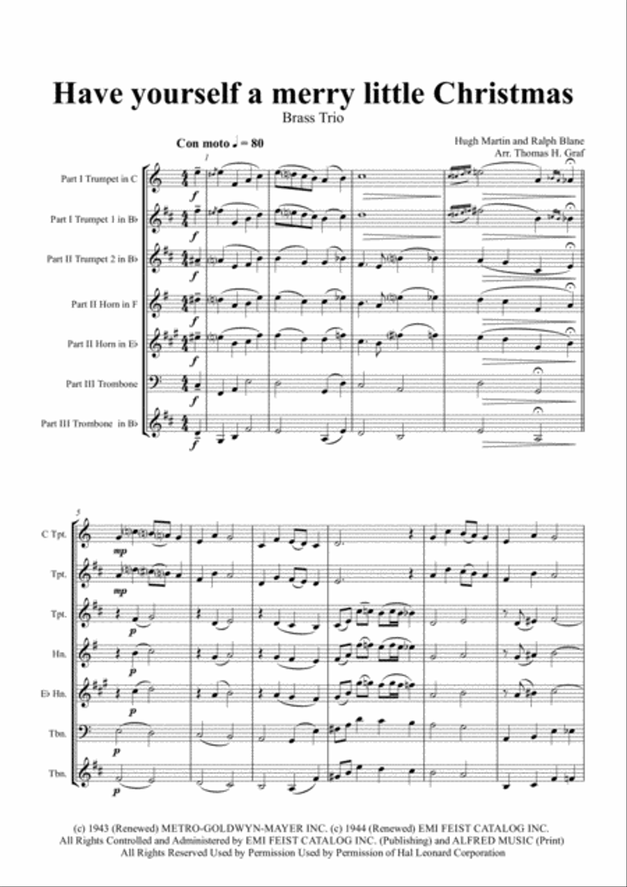Have Yourself A Merry Little Christmas from MEET ME IN ST. LOUIS Euphonium scores gallery preview page 1